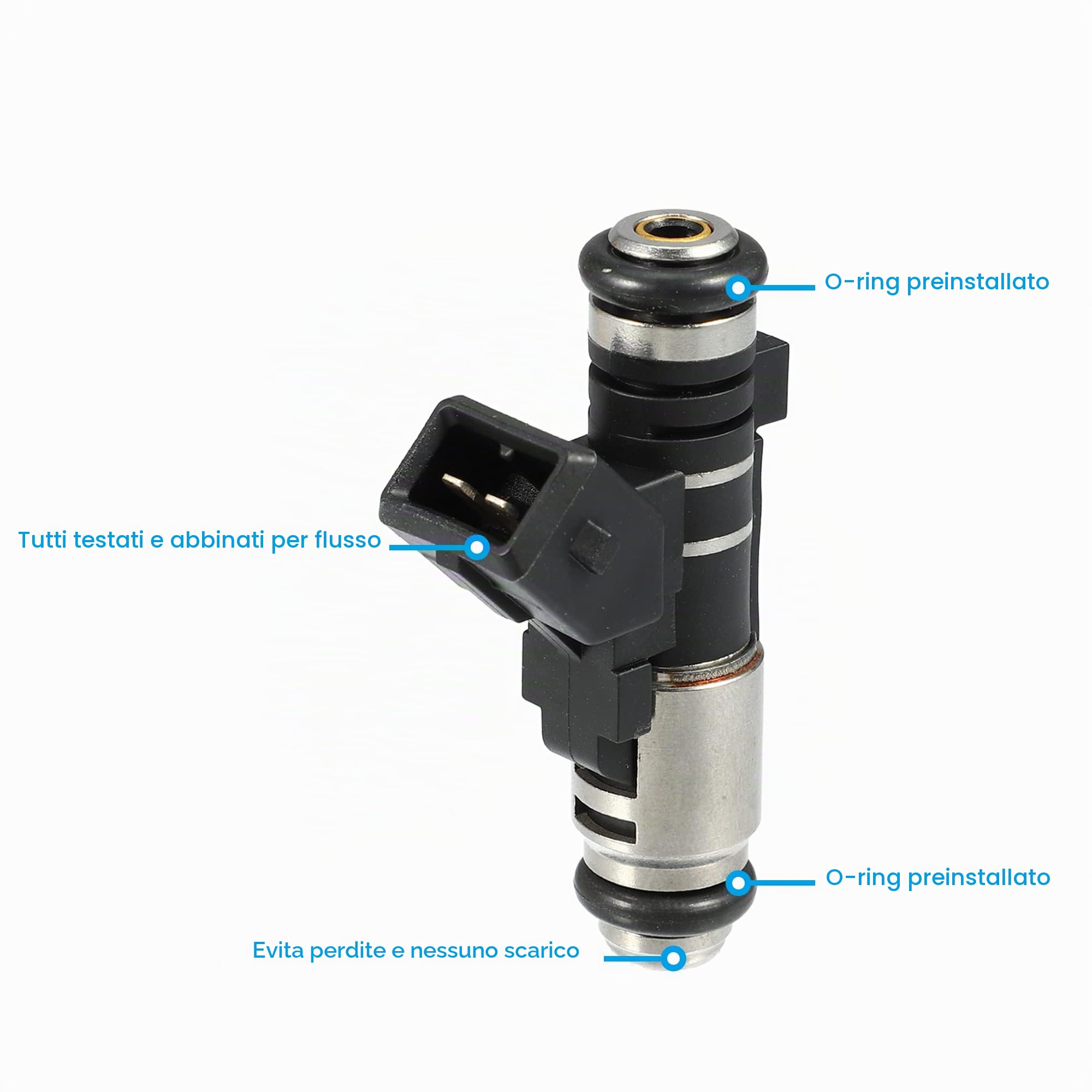 A ABSOPRO Carburante Iniettore 1984C9 Per Peugeot 206 Hatchback 98-12 4pz | Material: Metallo, Plastica, Size: 61.8x34.5x19.2mm, OE: 1984C9, 9625587580, Per Peugeot Partner I Combispace 1.1L 1996-2015