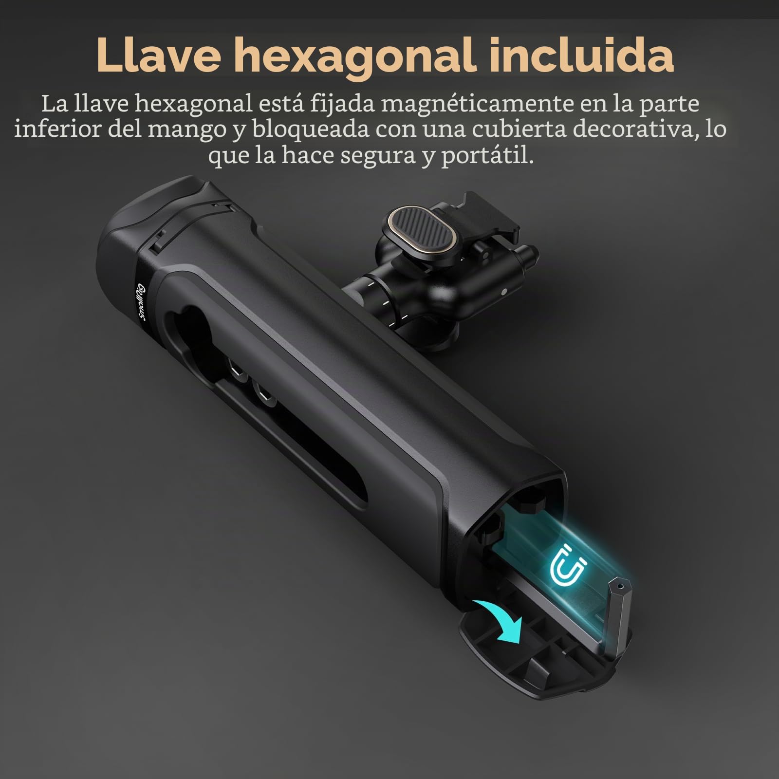 SMALLRIG Mango Lateral de Control Inalámbrico, Empuñadura de Aluminio con Rotación Infinita, Adaptador de Liberación Rápida, Módulo de Control Remoto y Zapata Fría Incorporada - 4402B