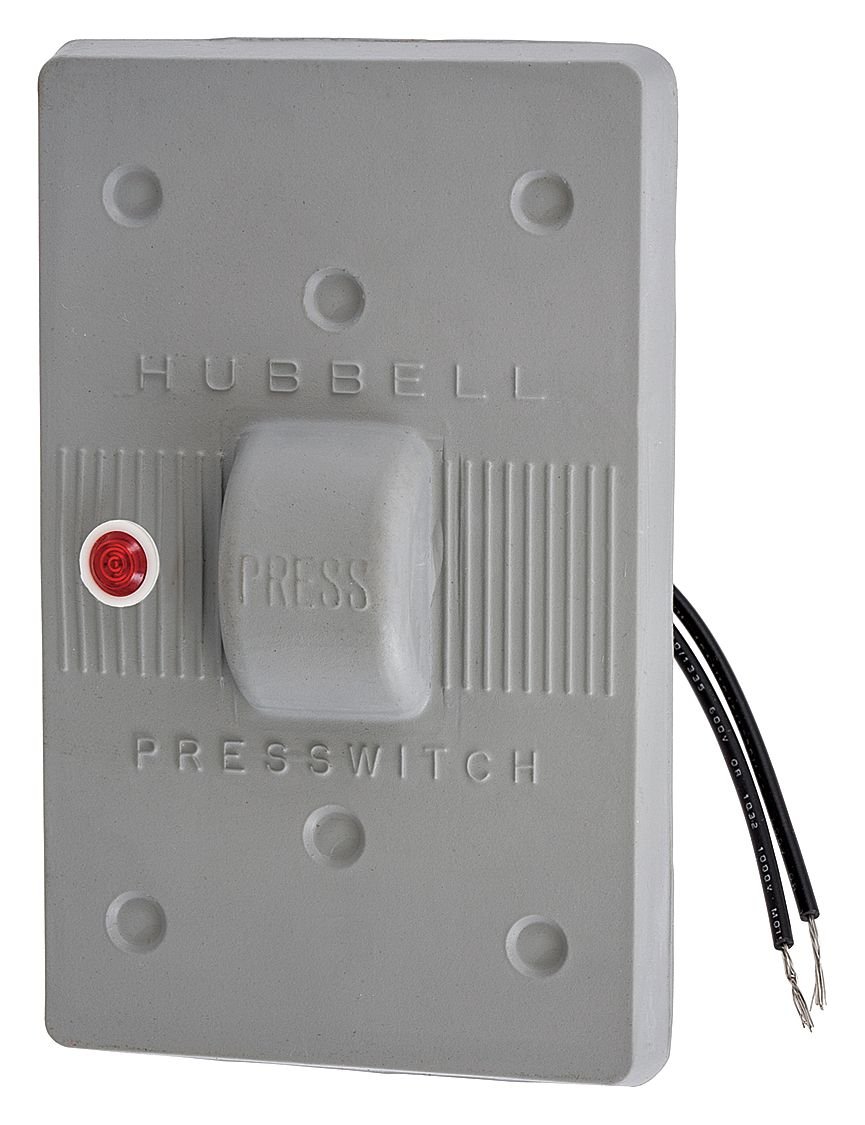 Hubbell - HBL1785 - Hubbell Wiring HBL1785 Weather-Proof Toggle Switch Plate With Pilot Light; 1 Gang, 2.940 Inch Width x 0.940 Inch Depth x 4.630 Inch Height, Neoprene/Steel, Gray