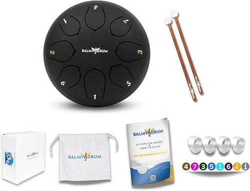 Vista 16 de El Balmy Drum - Tambor de Lengua de Acero de 6 Pulgadas de 8 Notas, Instrumento de Tambor de Acero, Tambores para Niños y Adultos, Juego de Tambor