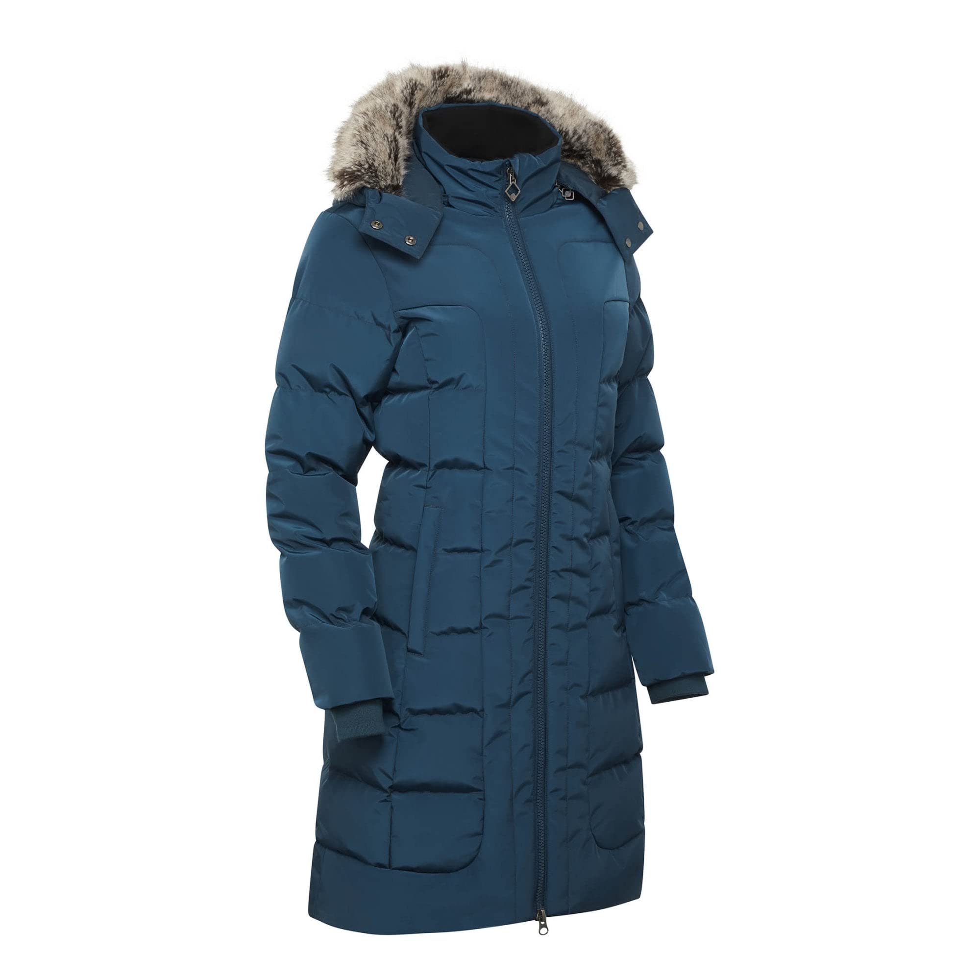 LeMieux Loire - Abrigo de equitación de invierno cálido con cremallera de 2 vías, bolsillos con cremallera, abrigo de invierno con capucha extraíble y ribete desmontable para mujer, Atlantic Blue, 36