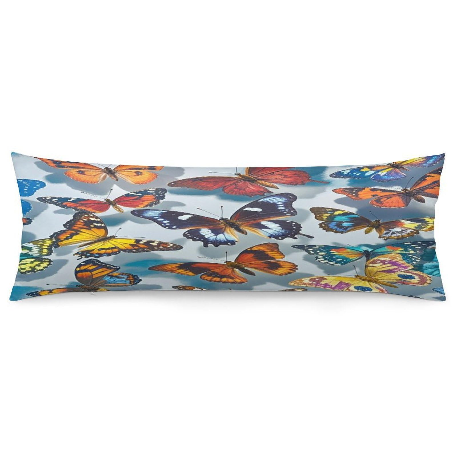 Butterflies Pillowcase Decorative Long Body Pillow Case Soft Breathable Body Pillow Cover Modern Large Pillowcase Cute Body Pillow Pillowcases for Bedroom Couch 18.9 X 53 Inch