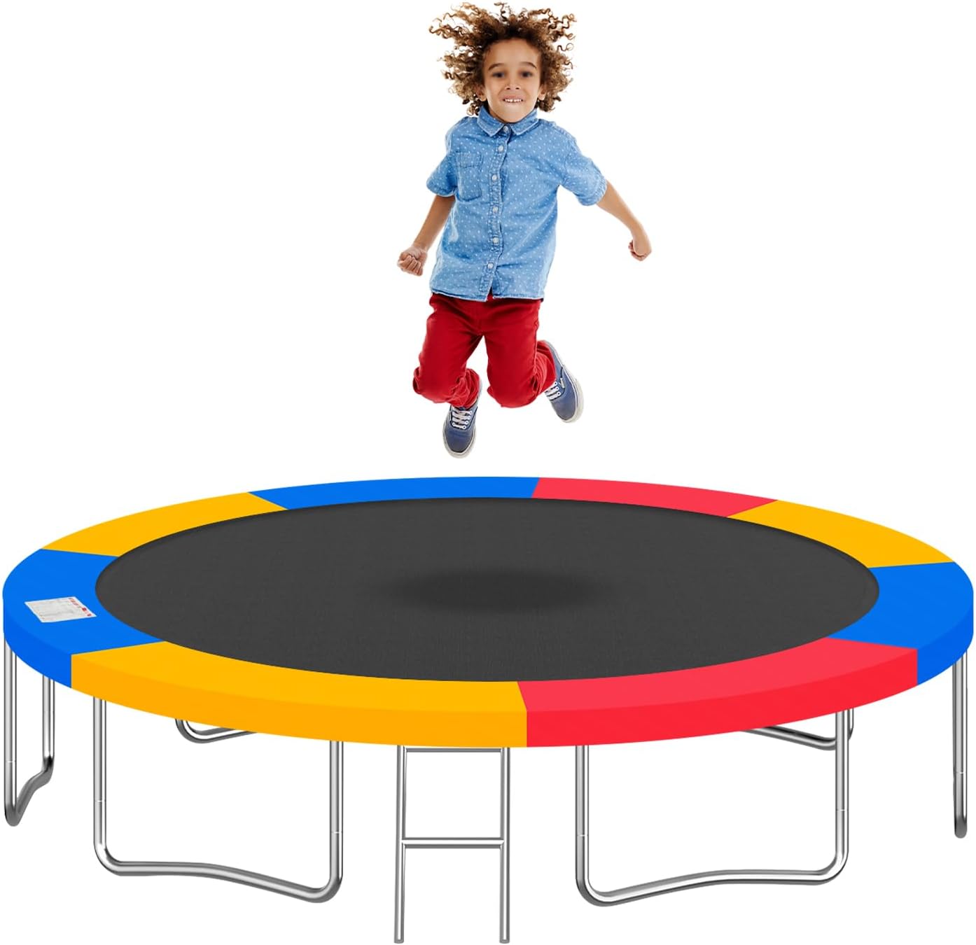 Trampoline Pad 8FT 10FT 12FT 14FT 15FT 16FT Trampoline Replacement Safety Pad, Waterproof, Tear-Resistant, Sun-Resistant Safety Spring Cover Round Frame Pad, Trampoline Pad Replacement (14FT Colorful)
