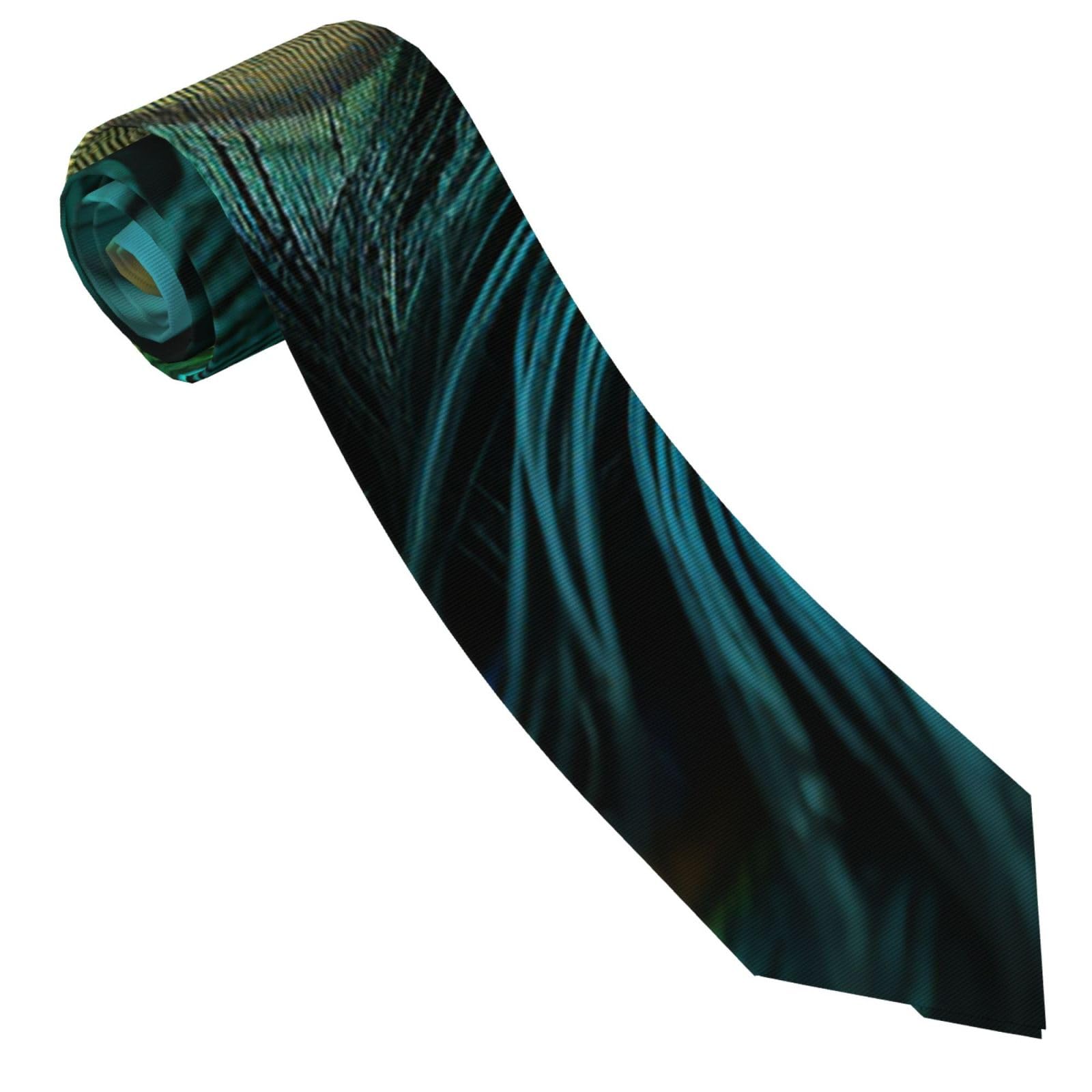 Fzqvslcm Men's Black Close-Up Of Peacock Feathers Ties Classic Silk Tie Formal Neckties Woven Jacquard Neck Ties, One Size