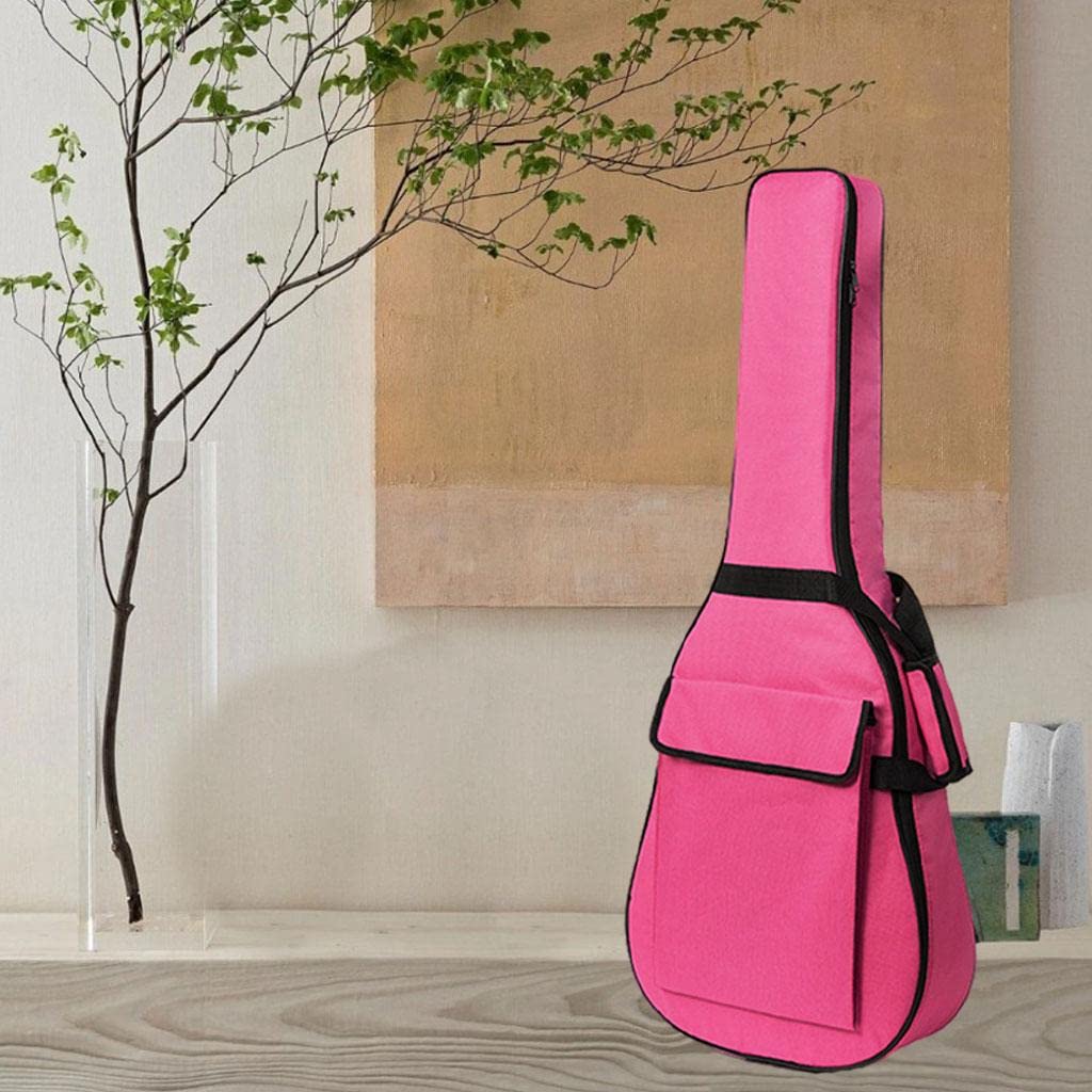 Borsa per Chitarra Stabile E Impermeabile con Cerniera a Doppio Strato Tira per Chitarra Classica Acustica, 41 Pollici Rosa