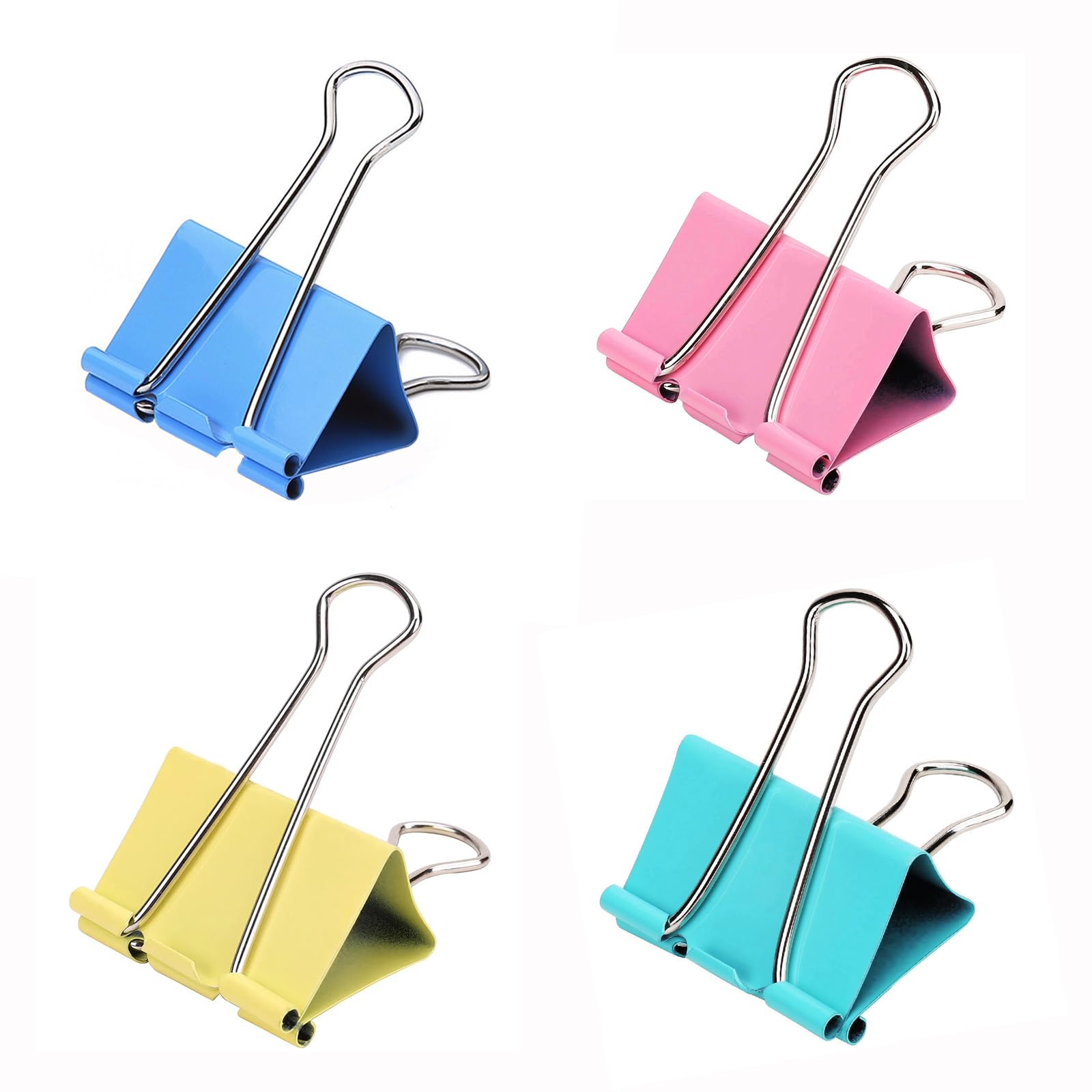 96 PCS Clip Pieghevoli in Metallo, 25mm Clip per Raccoglitori | Graffette Pieghevoli Clip Fermacarte in Metallo, FoldBack Pinze Binder per Ufficio, Scuola Casa (4 colori)