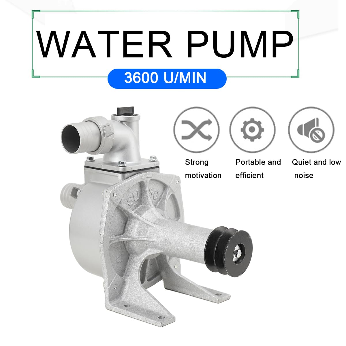 5cm Durchmesser Keilriemen Wasserpumpe, Frischwasserpumpe, Motorpumpe, Abwasserpumpe,3600 U/min,Maximale Hubhöhe: 28 m,Pumpenleistung: 30m³/h
