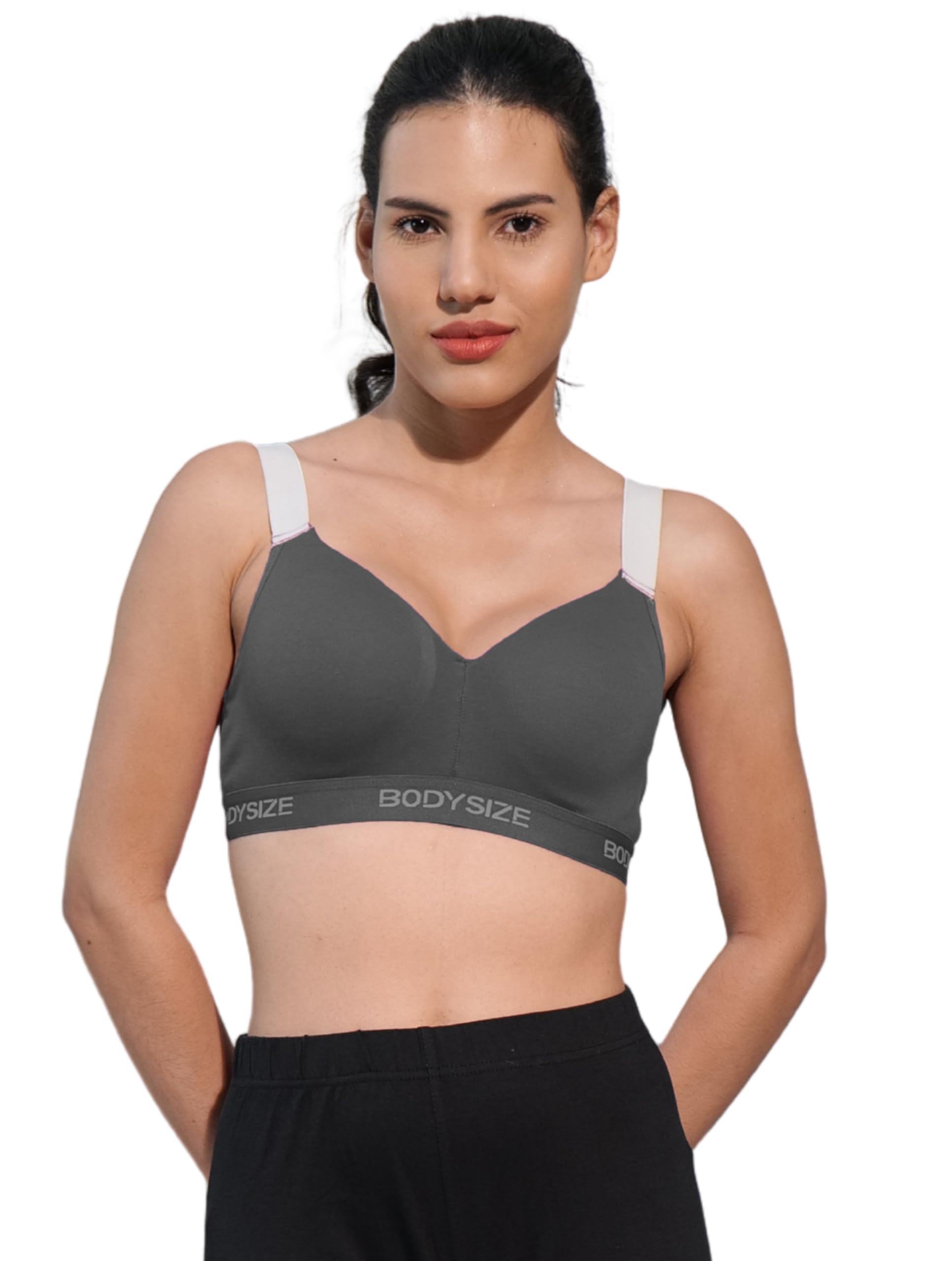bodysize Women's High-Comfort Supportive Yoga Sports Bra with Wide Adjustable Straps, Padded, Soft Cotton Lycra, 4-Way Stretch, Wire-Free-picture-28