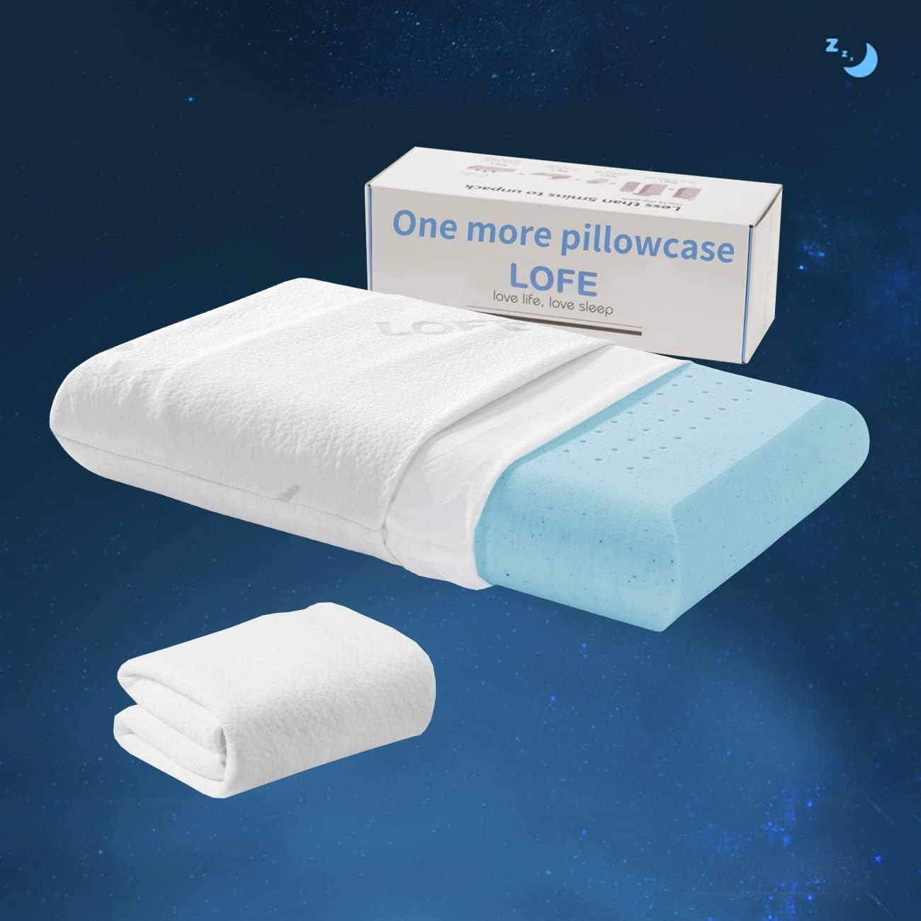 LOFE 4'' Thin Memory Foam Pillow for Stomach Sleepers