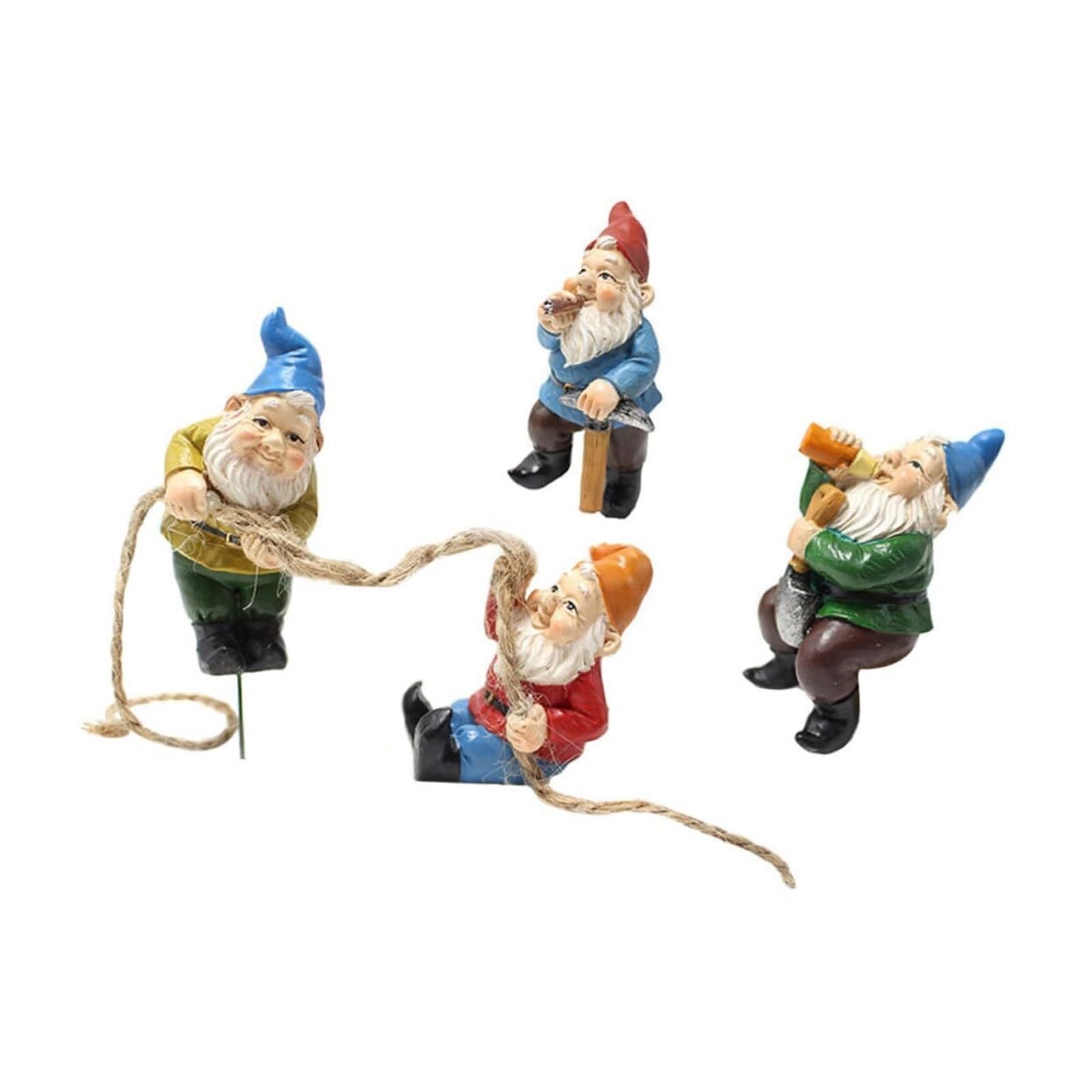 Estatua para Exteriores Estatuas de Resina gnomo jardín, 4 Uds., gnomos Plantas, Hadas Decoración de jardín