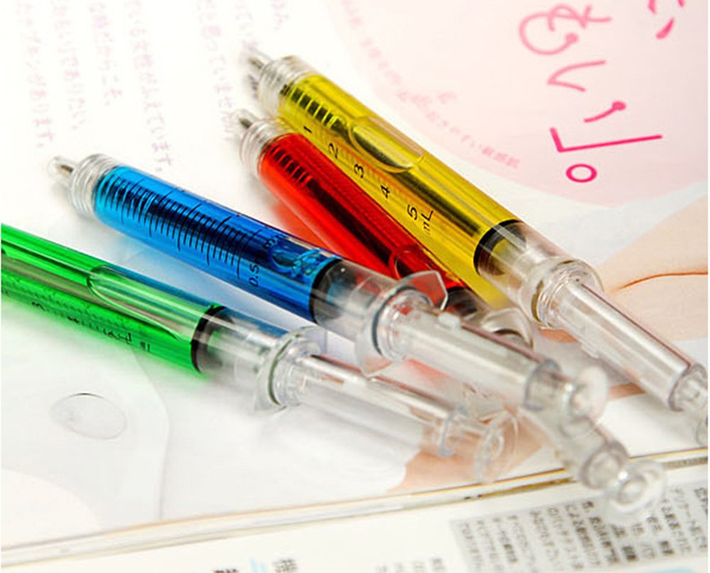 MINGZE Fake Needle Syringe Ballpoint Pens, Writes in Blue or Black Ink, School Supplies - Image 4