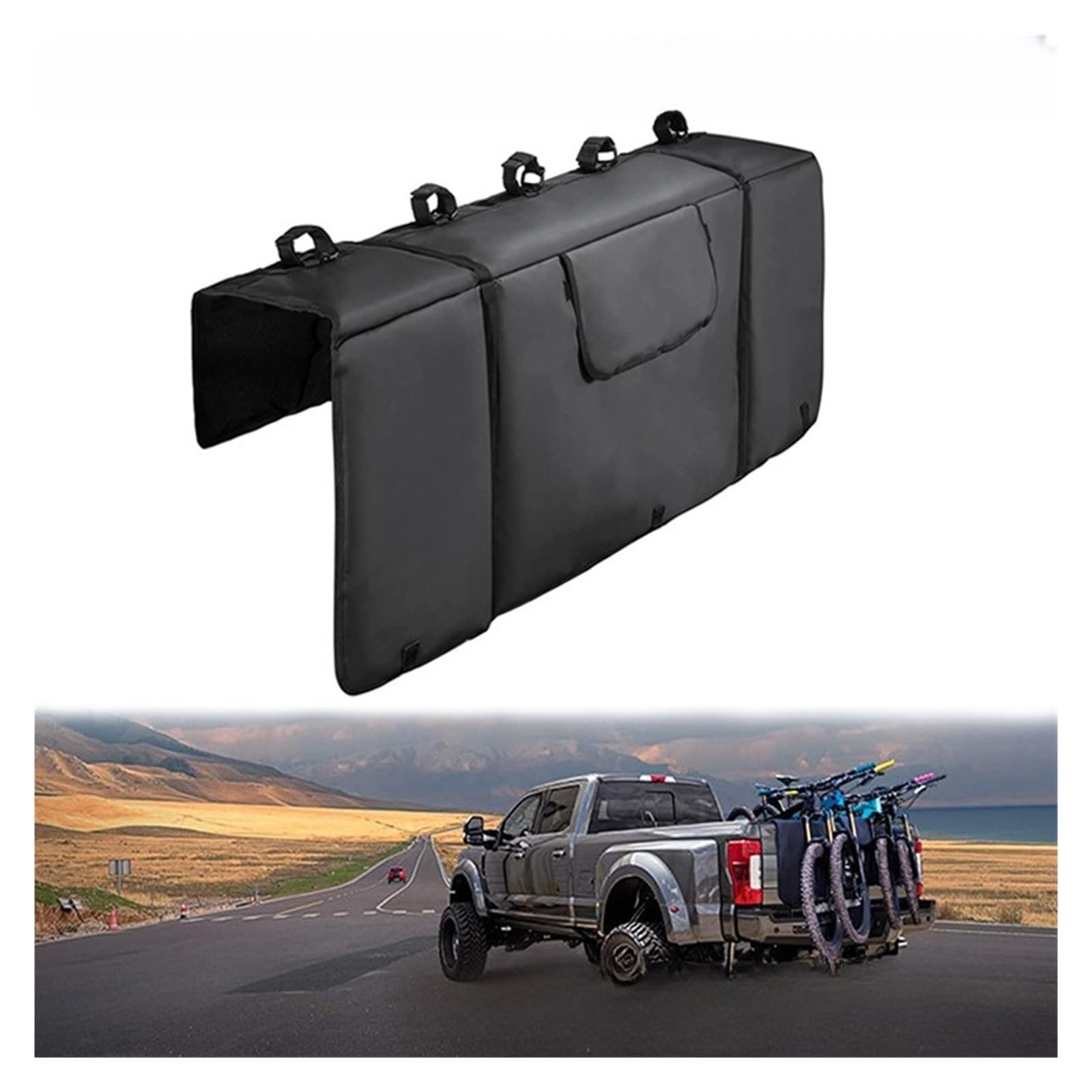 THE WHITE SHOP Rear Protective Pad Pickup Truck Tailgate Soft Pad, Wide Vinyl Pickup Truck Bed Tailgate Bumper Pad with 5 Bike Rack Mounting Straps