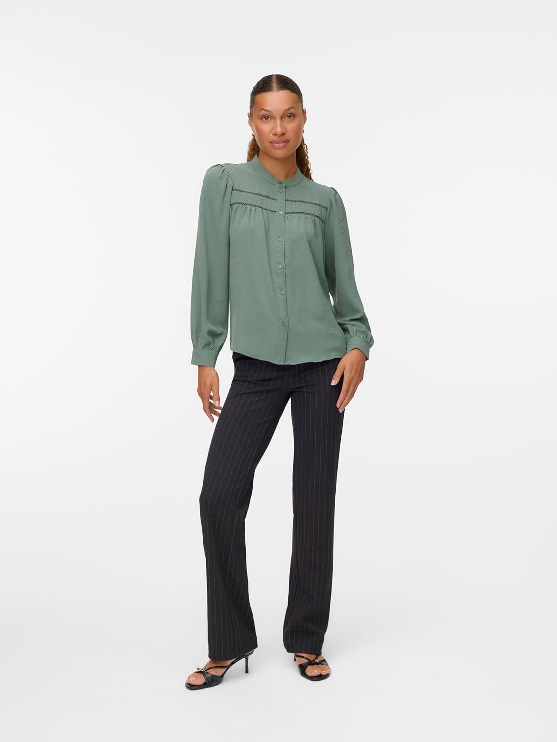 VERO MODA Vmzamira Mw Straight Glitter Pant Noos, zwart, S / 32L