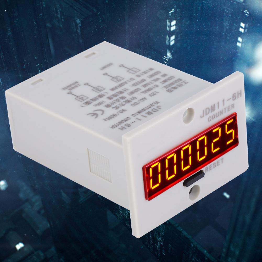 Contatore elettronico, JDM11-6H Nessun contatore di Tensione 6 cifre Relè contatore LED Display Digitale elettronico(AC/DC24V)