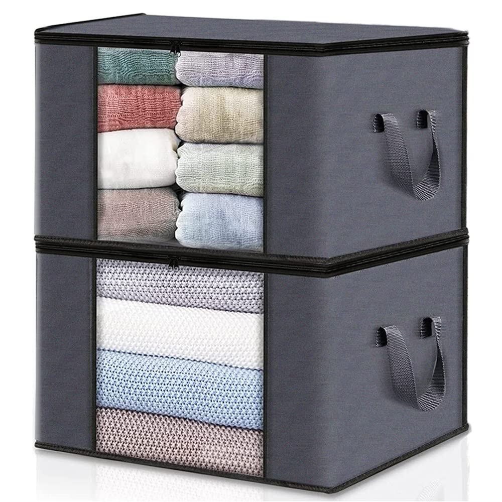 Arvanaindia Blanket Storage Bag & Clothes Organiser for Wardrobe & Underbed Storage Bags Large Size | Closet Organizer (Grey - Pack of 5, Non Woven) (B0BR9Q78FS) Amazon Price History, Amazon Price Tracker