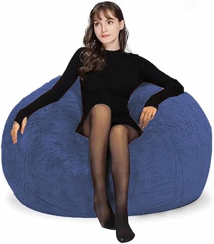 Miniatura 70 de Puf para adultos y niños sin relleno, cómodo y esponjoso, gigante, redondo, funda de puf para sofá perezoso, silla de lectura, silla de piso, 6 Gris