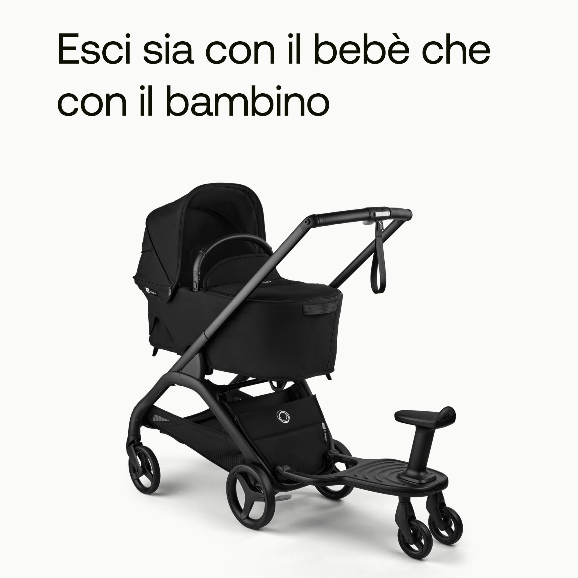 Bugaboo Pedana con Ruote Comfort+ con Sedile Rimovibile – Pedana da passeggio per bambini piccoli con opzione da seduto o in piedi, compatibile con tutti i passeggini Bugaboo