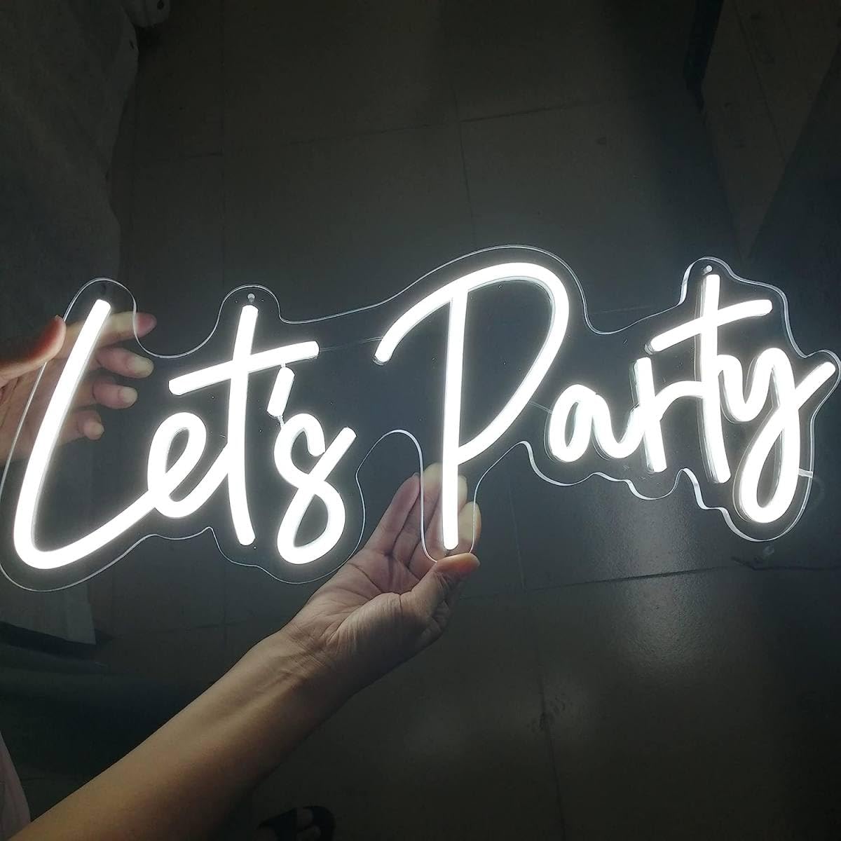 BPA LED Letters Light 56 x 23 cm Let's Party neon sign transparent cutout shaped base for wedding birthday party wall lights (Let's Party)