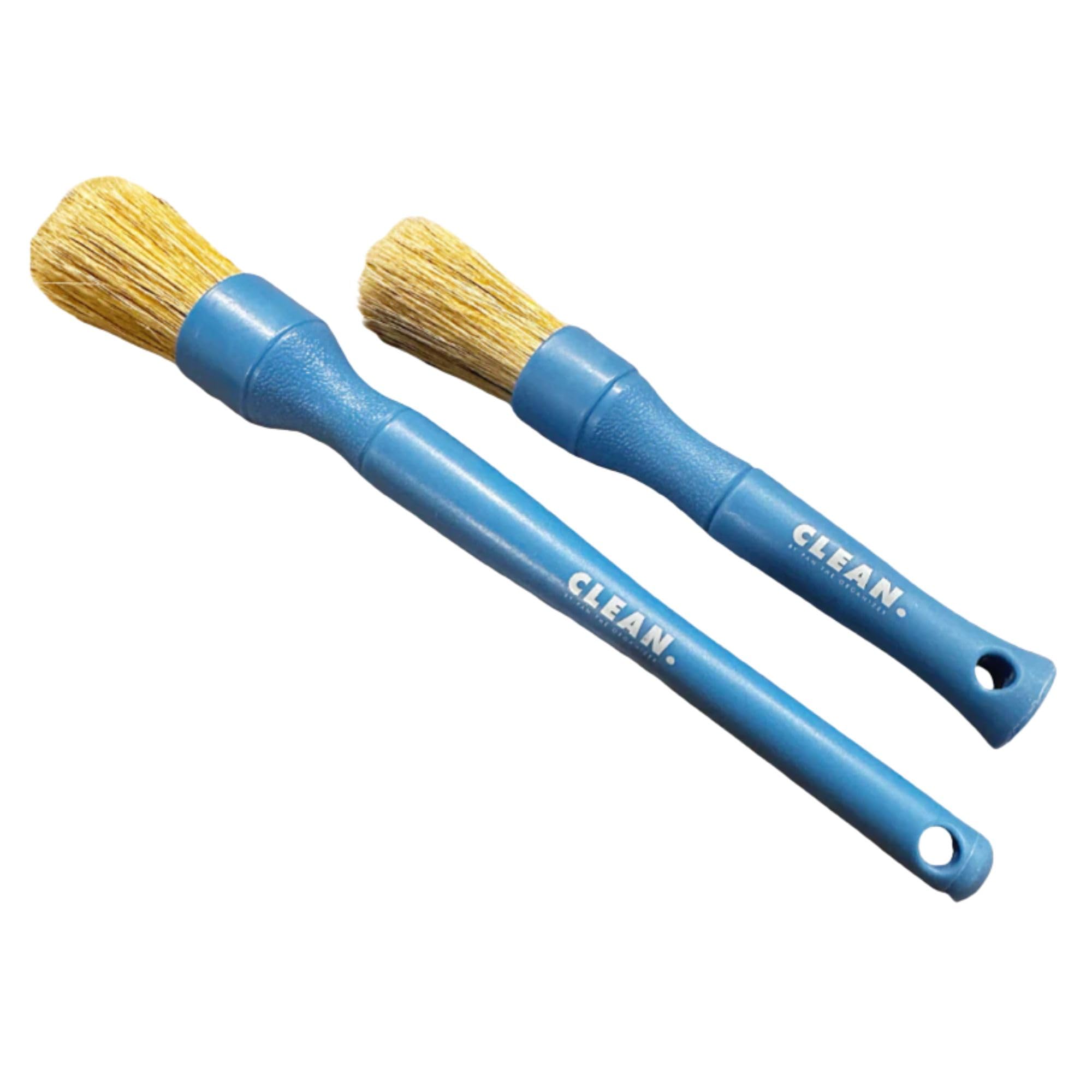 Clean Brosse de nettoyage en poils de sanglier – Brosse de nettoyage automobile de qualité professionnelle pour intérieur et extérieur – Poils de sanglier naturels doux pour roues, aérations et