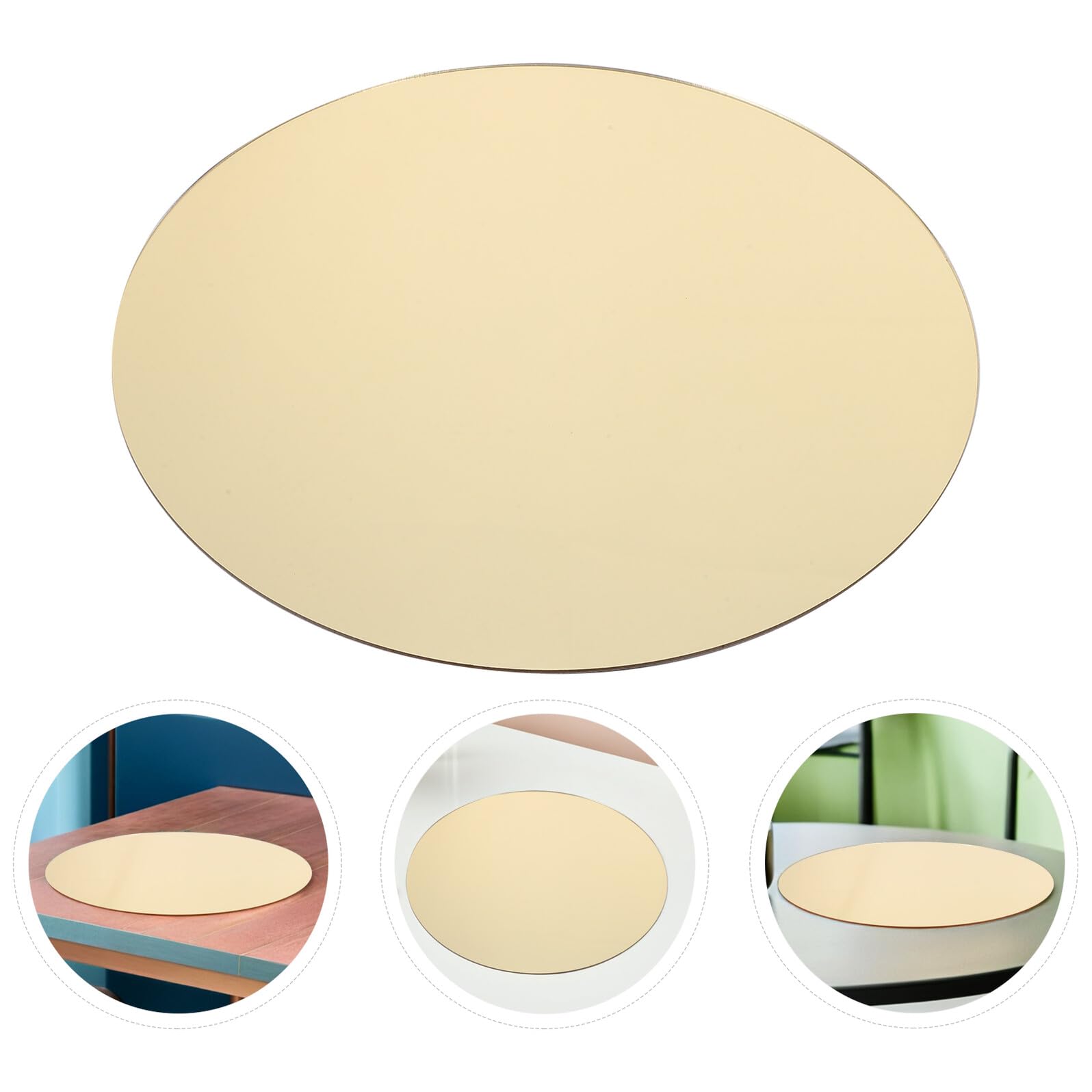 BESTonZON Vassoio Centrotavola Rotondo in Acrilico Oro 25 Cm Specchio Autoadesivo, Set 4 Pezzi per Decorazione Tavolo Matrimonio, Festa e Soggiorno, Porta Candele e Specchio