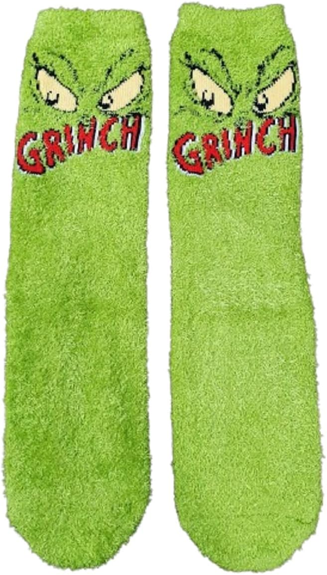 The Grinch Cozy Socks for Women – Fuzzy, Soft, Warm Christmas Slipper Socks (UK Size 3-7)