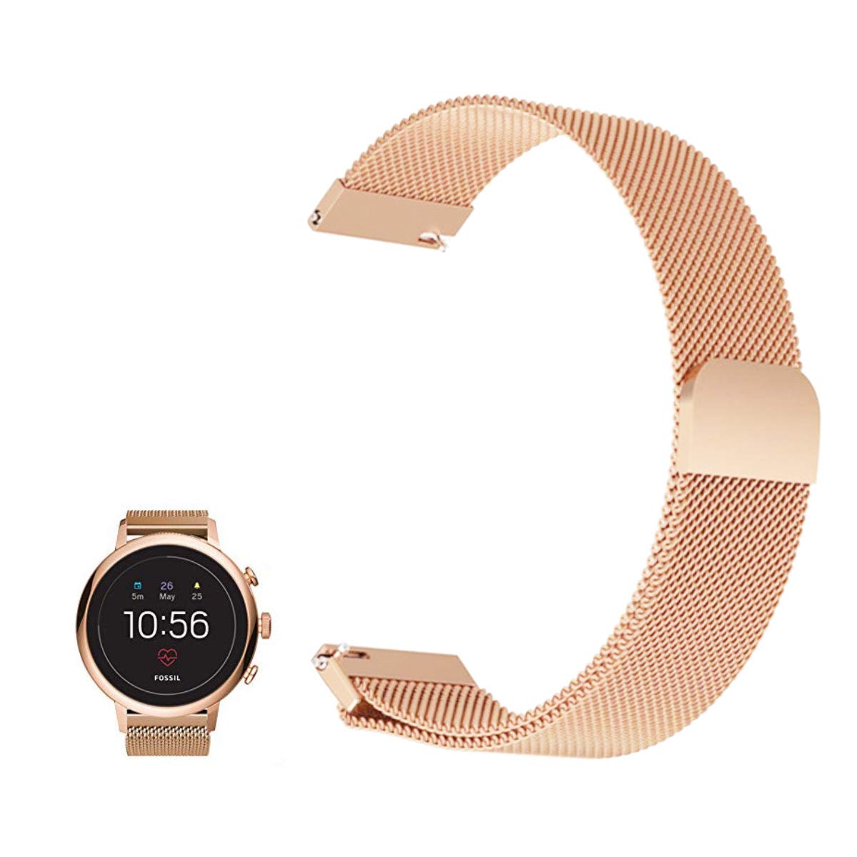 For Fossil Q Venture Hr Band Frgnie Milanese Stainless Steel