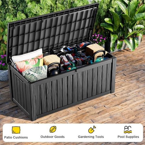 Image of 200 Gallon Large Outdoor Storage Box, Black