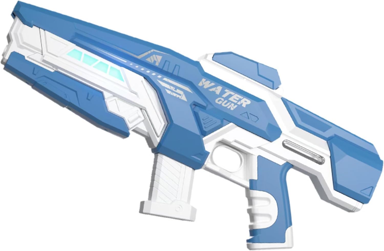 Max Electric Water Gun for Adults & Kids – 16.5" Large Automatic Blaster with Fast Auto Suction, 40ft Long Range, Pulse Light Strip, External Water Bottle, Rechargeable (Blue)