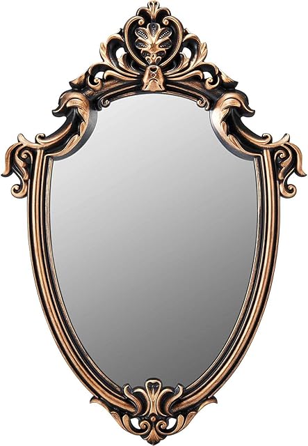 OMIRO Decorative Wall Mirror of Bronze Shield Shape, 41cm L x 28cm W