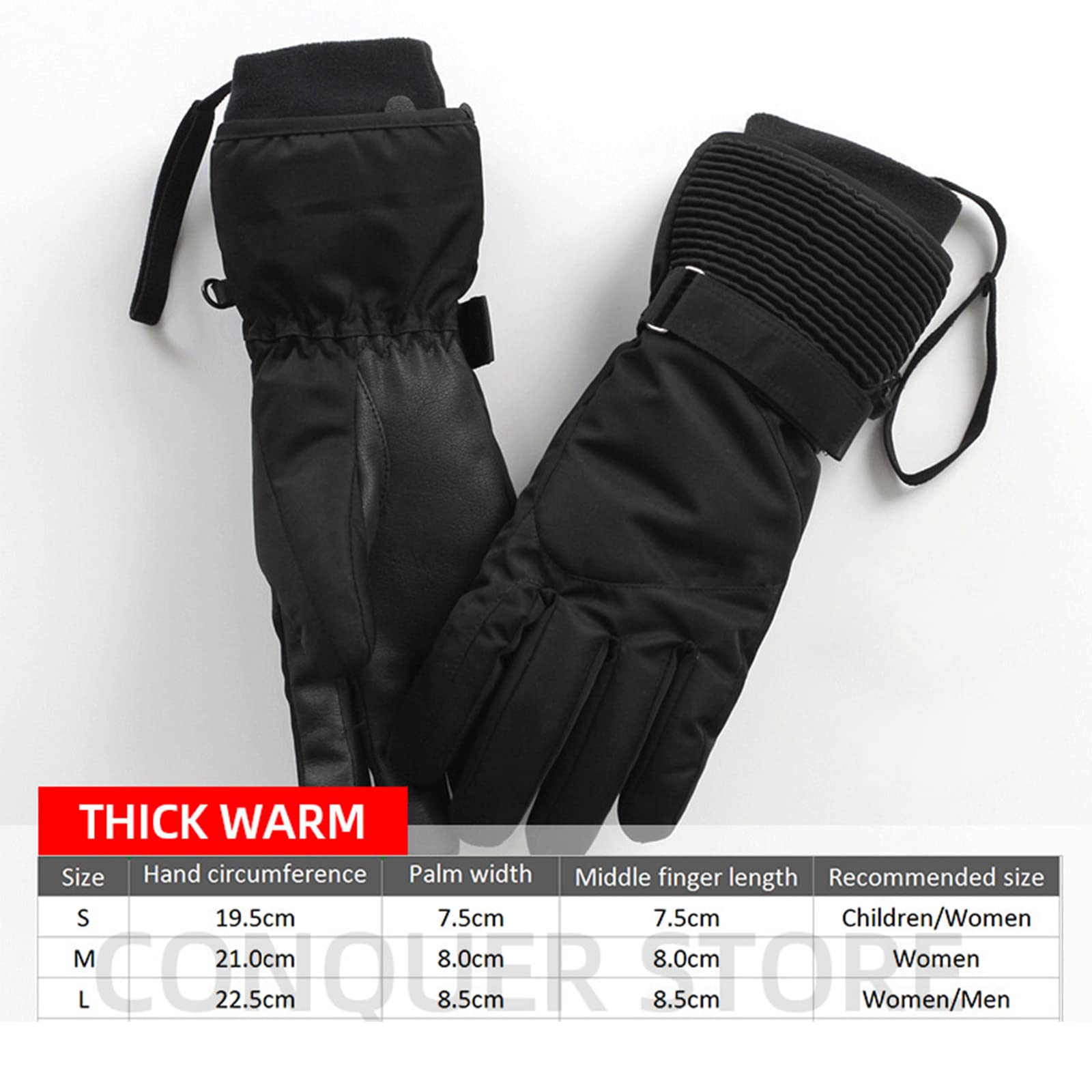 Gants de Ski d'hiver pour Hommes et Femmes Gants de Snowboard Antidérapants à Écran Tactile Imperméables pour Les Gants Coupe-Vent par Temps Froid