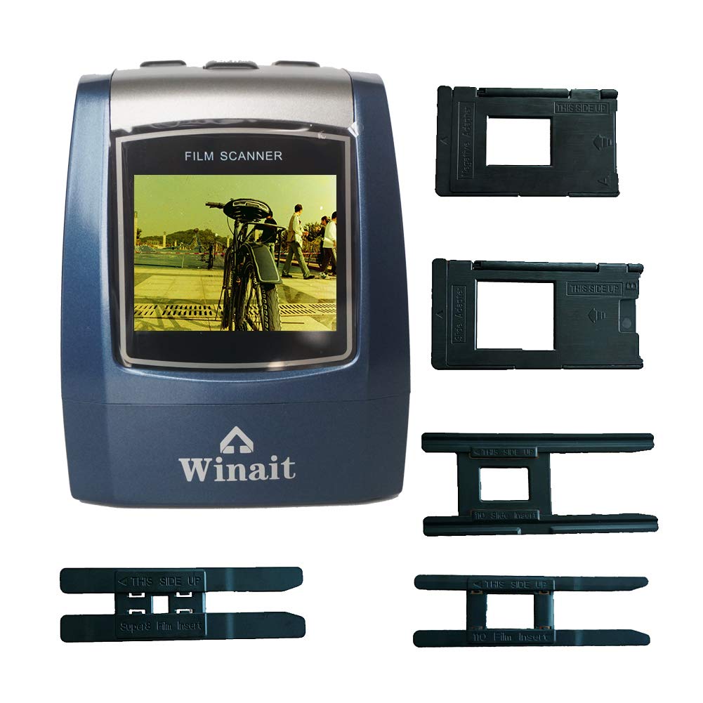 Scanner di pellicola digitale da 22 MP con display a colori da 2,4 '' per pellicola laterale e negativa 135, pellicola 110, pellicola 126, pellicola super 8 (colore blu)