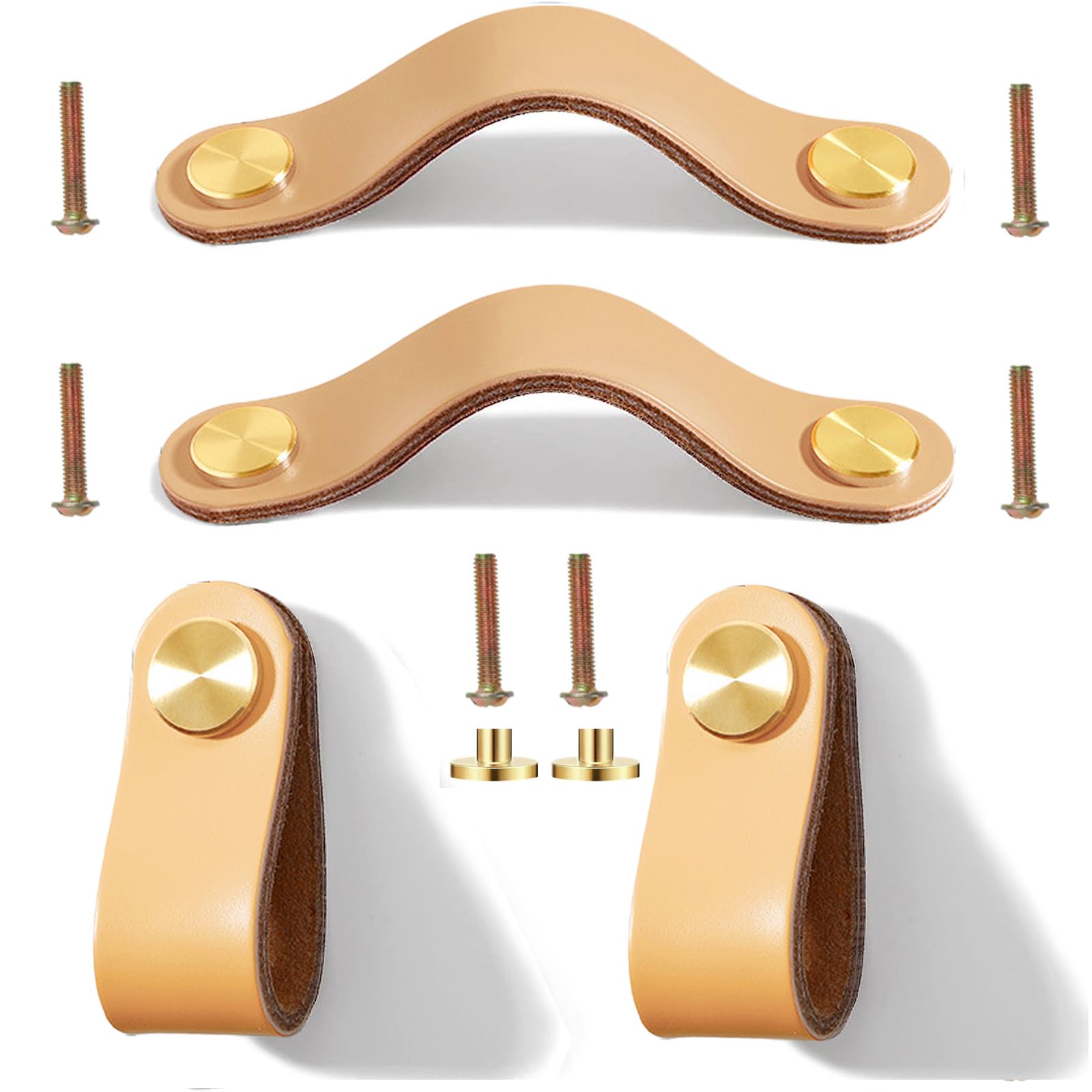 Tiradores de cuero para muebles, 4 unidades, tiradores de muebles, cajones, pomos de armario, tiradores con tornillos para cajón, puerta de armario, decoración del hogar, oficina en casa, herrajes de