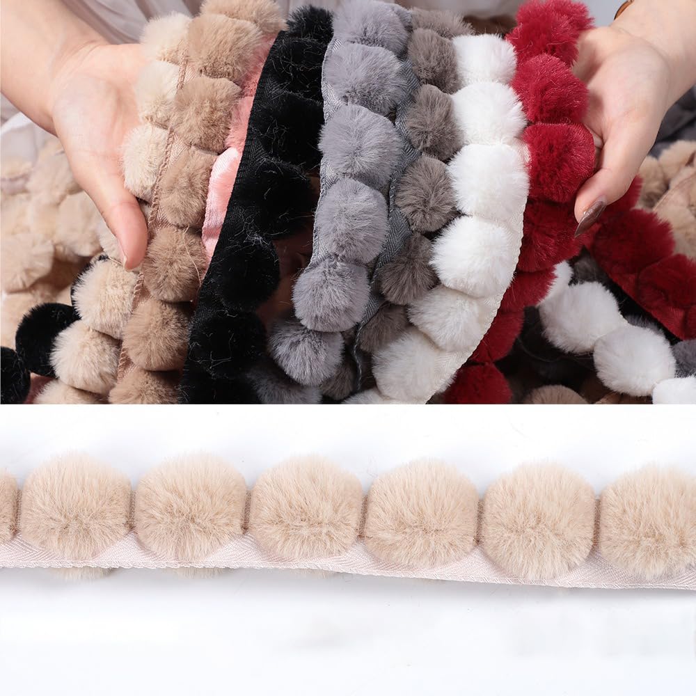 1 m imitatiebont pompons boord om te naaien, knutselen