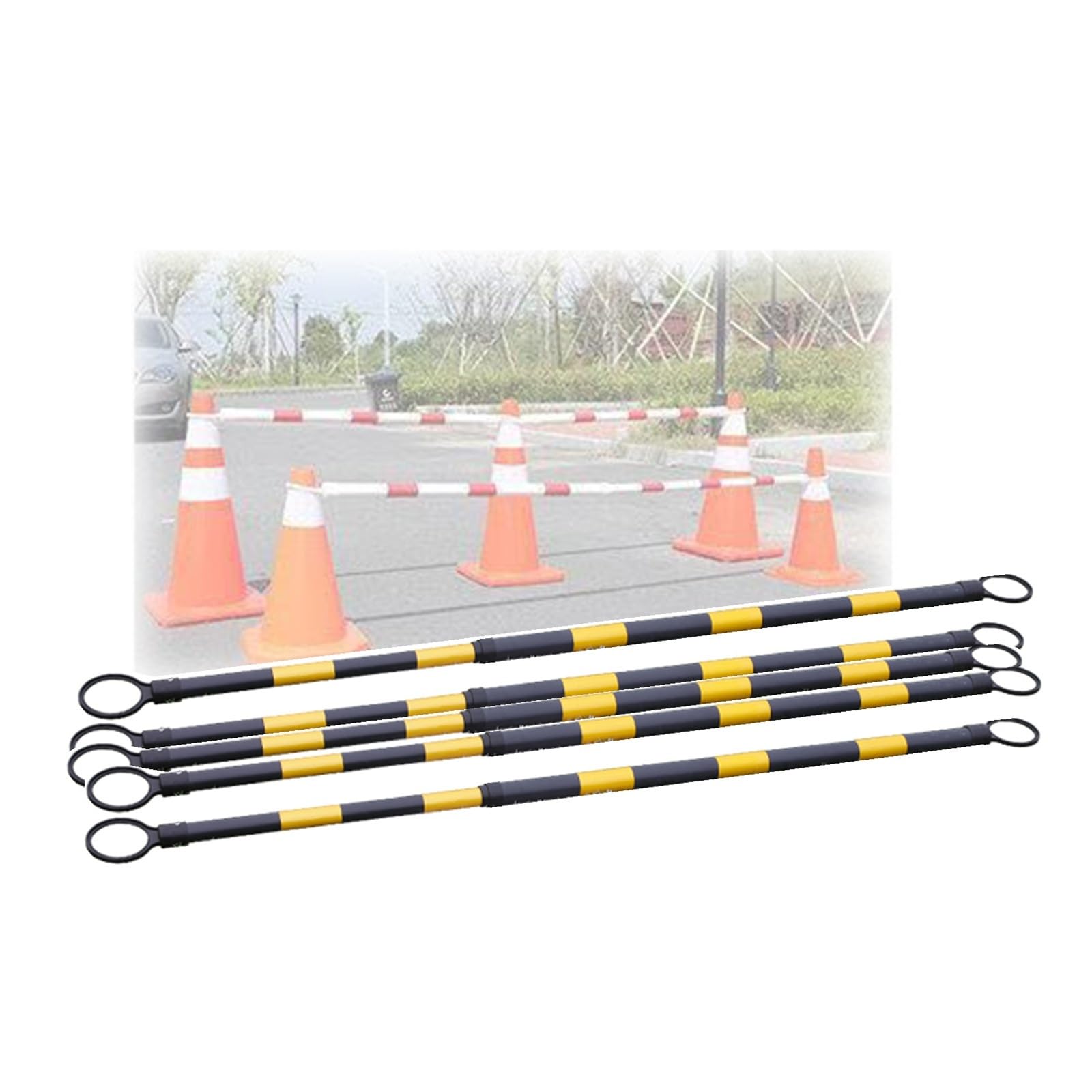 Coni di Segnalazione, Set di Coni stradali retrattili Flessibili (3/5 Pezzi) - Barriera di Sicurezza espandibile e Resistente con Pellicola Riflettente per Una Gestione e