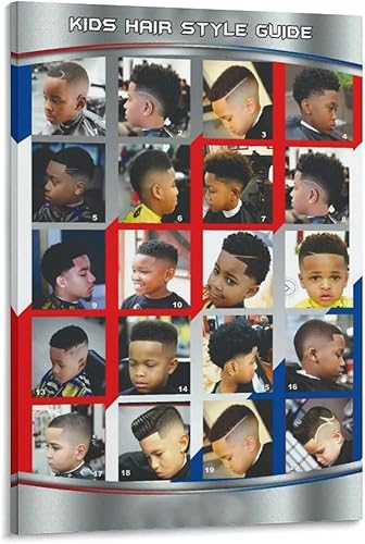 Miniatura 1 de Póster de peluquería, decoración de pared, peinados infantiles, estilos de cabello modernos para niños, pinturas artísticas de pared, lienzo,