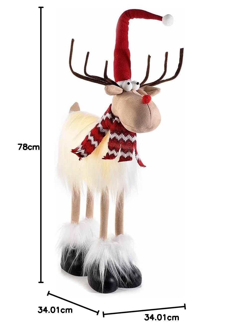 Gruppo Maruccia - Renne de Noël géant pour décorer la maison, les vitrines, les magasins - Renne Lumineux - Décoration de Noël - Hauteur 78 cm