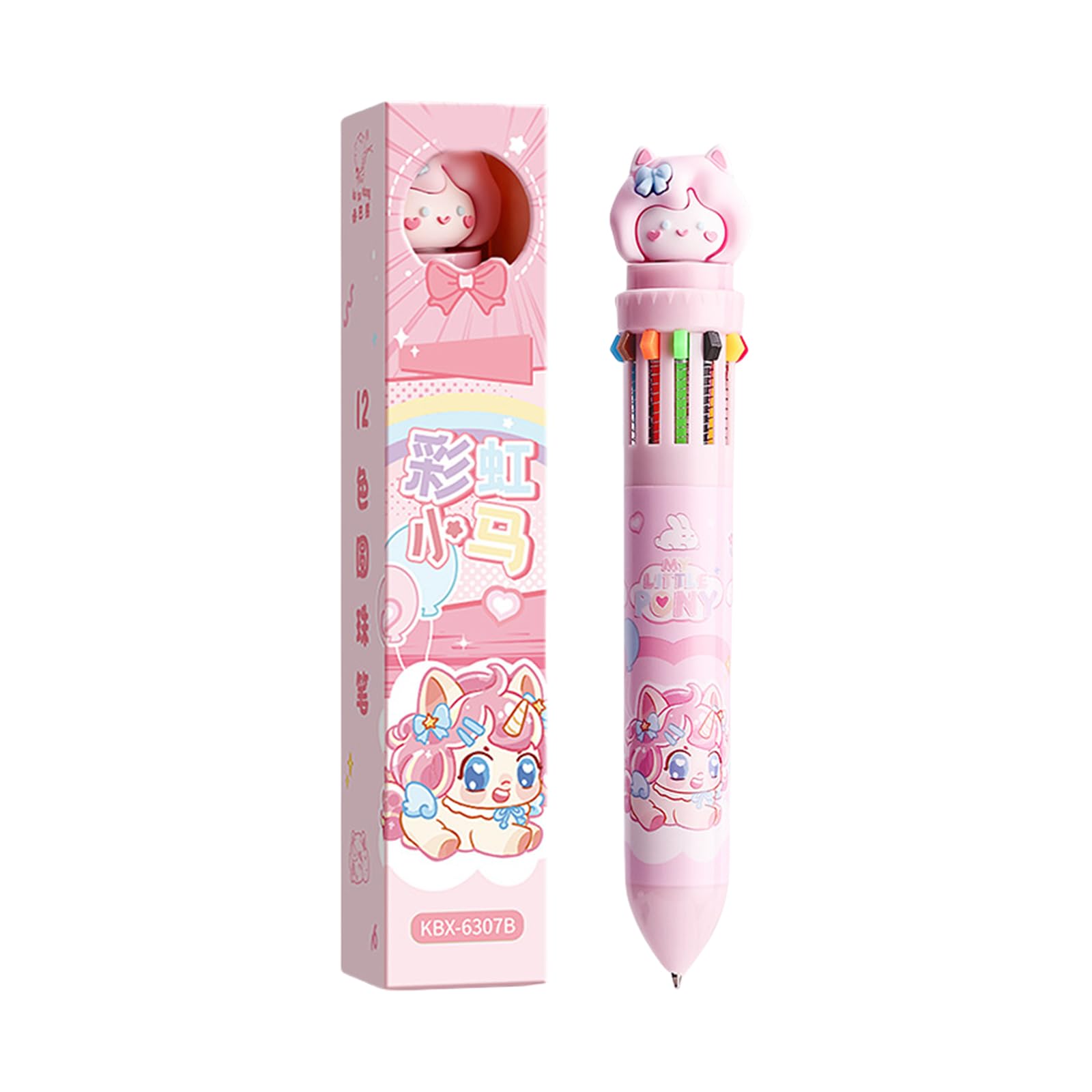 Xinsheinelry 0.5mm Multicoloured Pen Cartoon Animal Ballpoint Pen Writing Tool 10/12 in 1 Retractable Ballpoint School Supplies Cartoon Animal