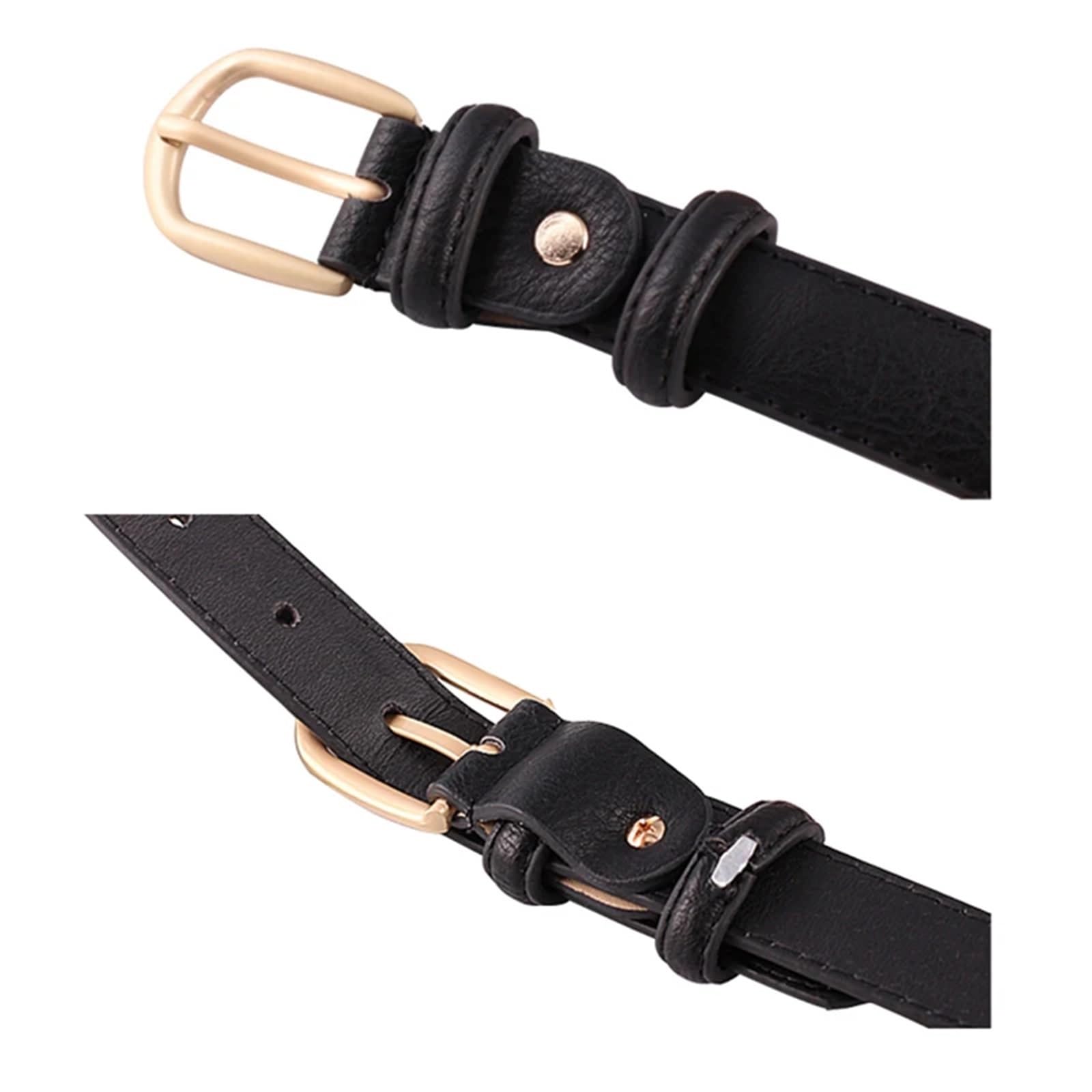 Cinturones De Mujer 2 uds cinturón de mujer cinturones finos for femenino hebilla dorada cuero PU for Jeans Para Jeans Vestido