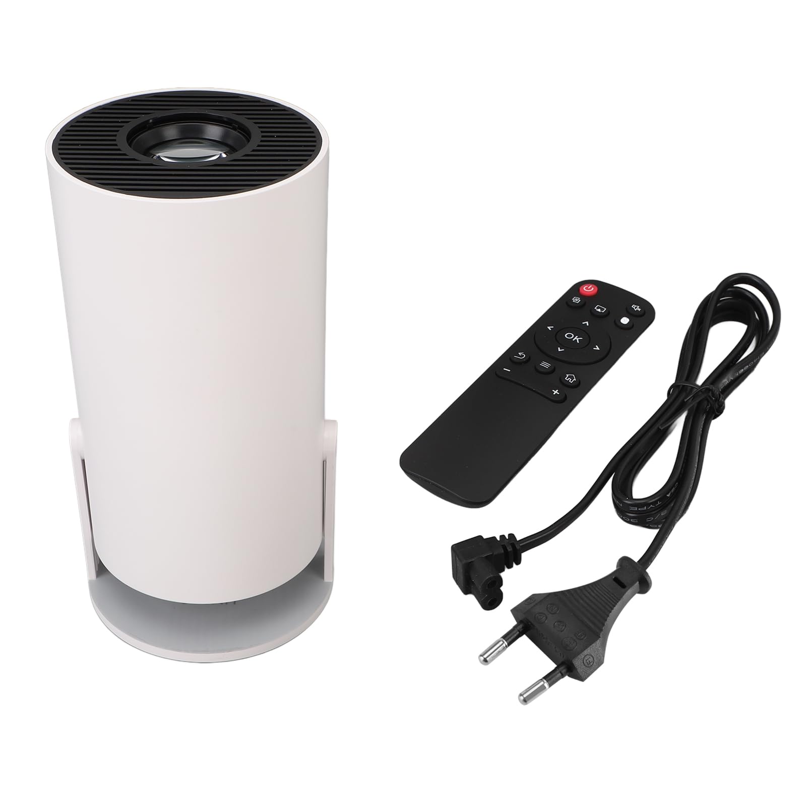 Mini Projecteur Intelligent Portable Rond 270 ° Cercle Circulaire Miniature pour WiFi Film Extérieur, Projecteurs Vidéo (Prise UE)