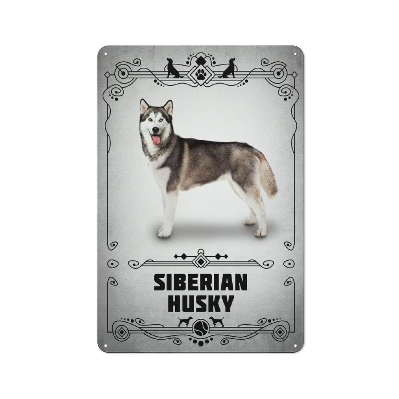 Junmoney Style-3 Metal Plaque 30X20cm With Siberian Husky For Pub Or Café, Vintage Decor, For Metal Sign Collectors, For Vintage Wall Decor Fans
