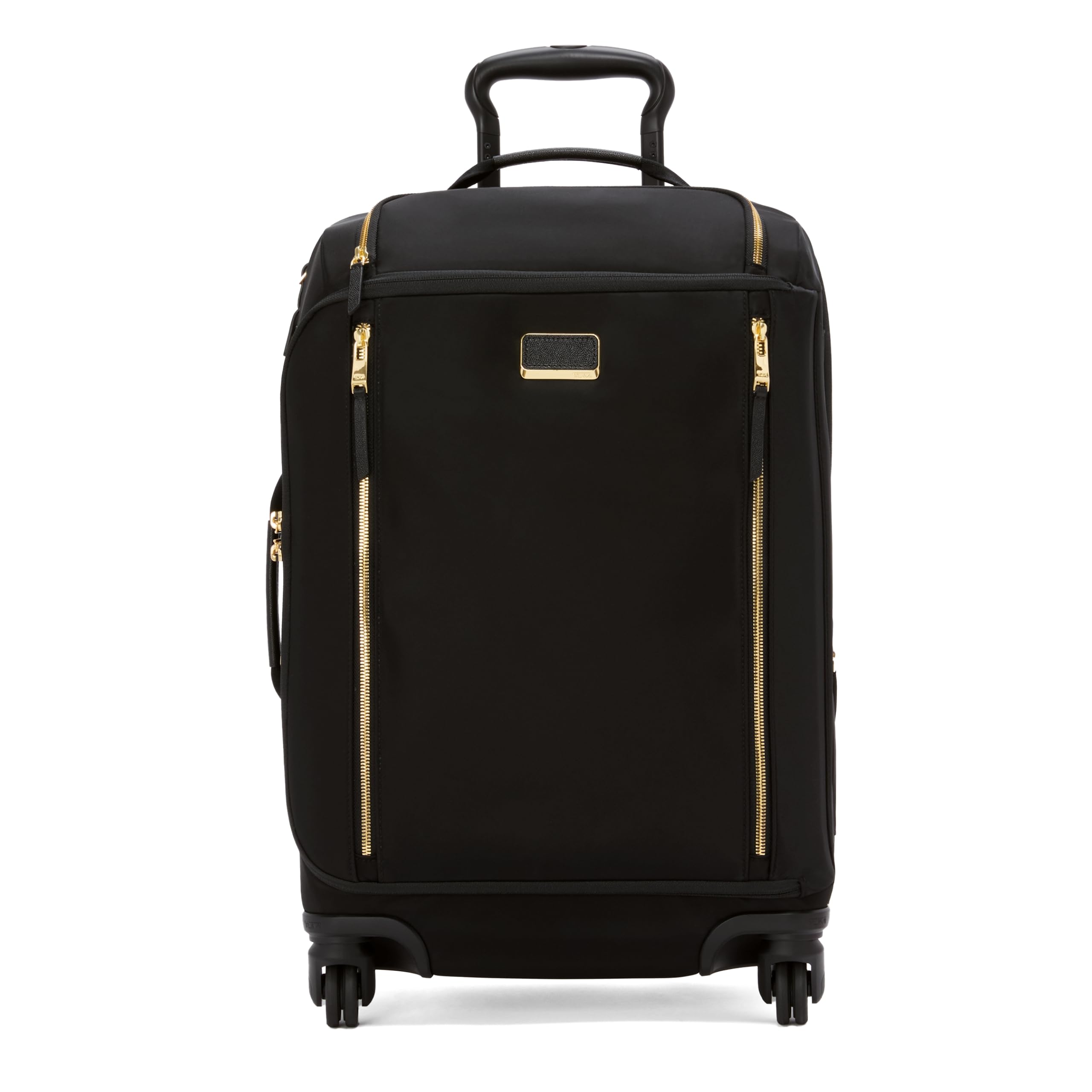 TUMI - Voyageur Leger 4 Wheeled Luggage - Women's Lightweight and Spacious, Sleek Silhouette, Durable Premium Suitcase - 21.8" International Expandable Carry-On, Black with Gold Hardware