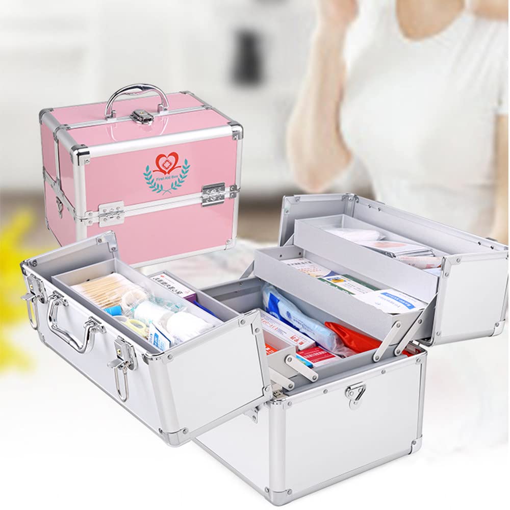 Caja De Primeros Auxilios De Gran Capacidad, Caja De Primeros Auxilios Multicapa, Caja De Almacenamiento Grande Portátil, Caja De Primeros Auxilios,Silver-M