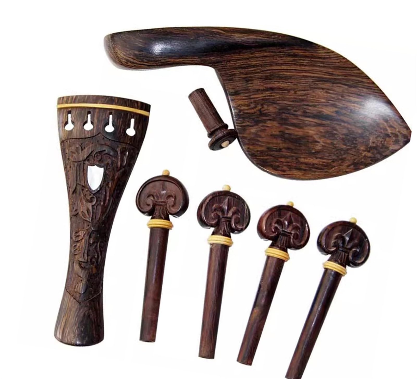 Piezas De Violín Accesorios Para Violín De Madera Tallada Con Cuerno Clavijas Juego De Cuerdas Mentonera Y Cordal Juego Completo Para Violín