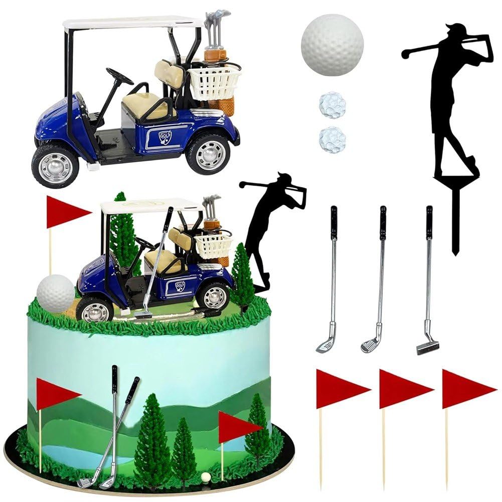 vepoty Golf Cake Decorations Golfers Cake Toppers Birthday Cake Toppers Sports Party Supplies for Man Boy Girl Birthday Party