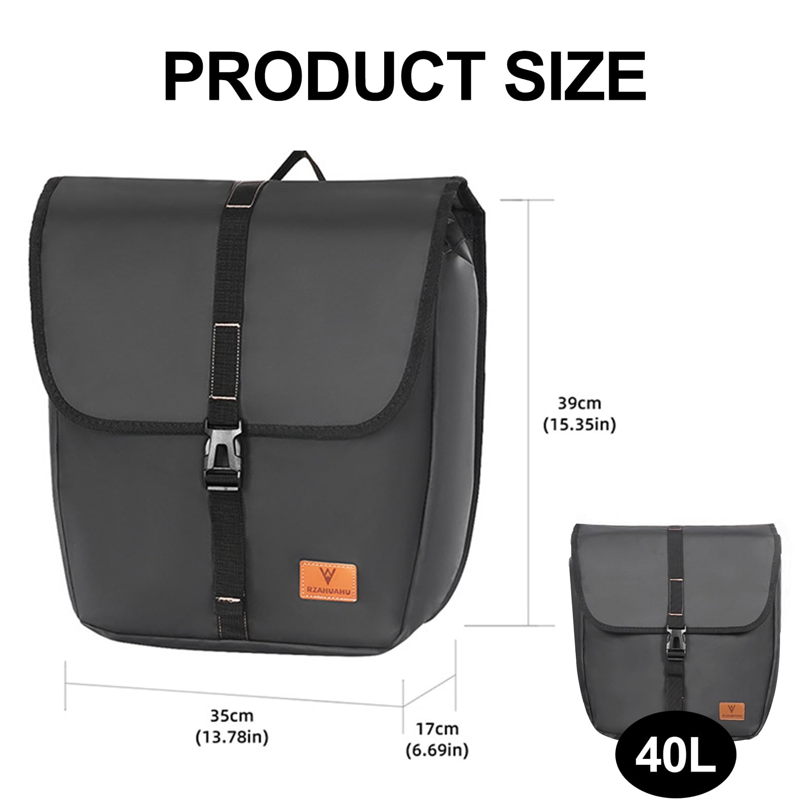 FARYODI - Sacoche da bicicletta per portapacchi, impermeabile da 40 l, con maniglia di trasporto, borsa per bicicletta, portapacchi posteriore per pendule da bici, per escursioni su bici da strada