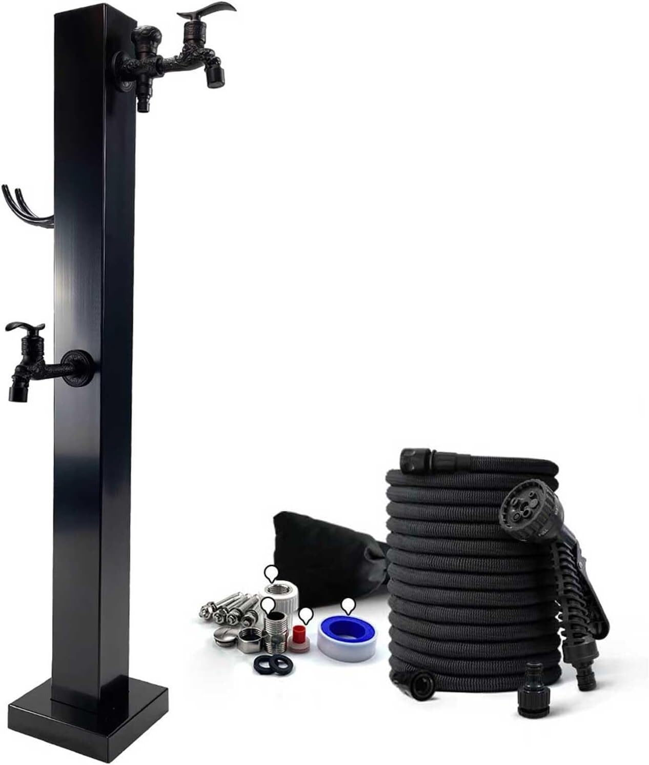 Cucce Schwarz Stainless Steel Water Column Outdoor 304 Stainless Steel Water Column With Tap - Universal Garden Inlet For Farm Ranch Backyard Irrigation(Schwarz)