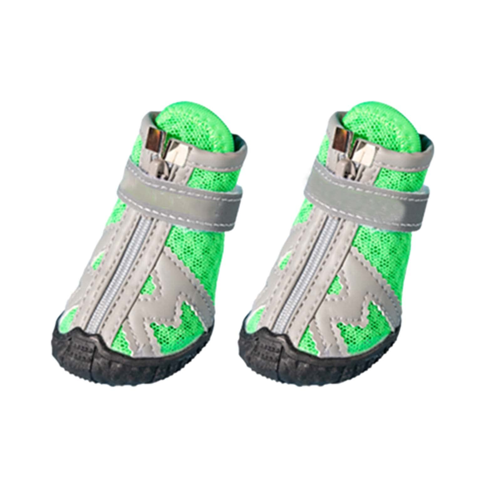 JUSHZ Hundeschuhe Wasserdicht Pfotenschutz Dog Shoes Hund Schuhe Für Kleine Hunde Sommer 4er-Set Abriebfester Anti Rutsch Gegen Hitze Atmungsaktiv Frühling Draussen Mit Reißverschluss (1,Green)