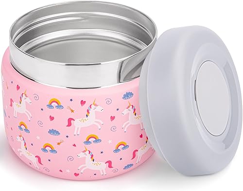 Charcy Tarro de alimentos aislado al vacío de acero inoxidable para niños, de 9 onzas, boca ancha a prueba de fugas, juego de recipientes para 8