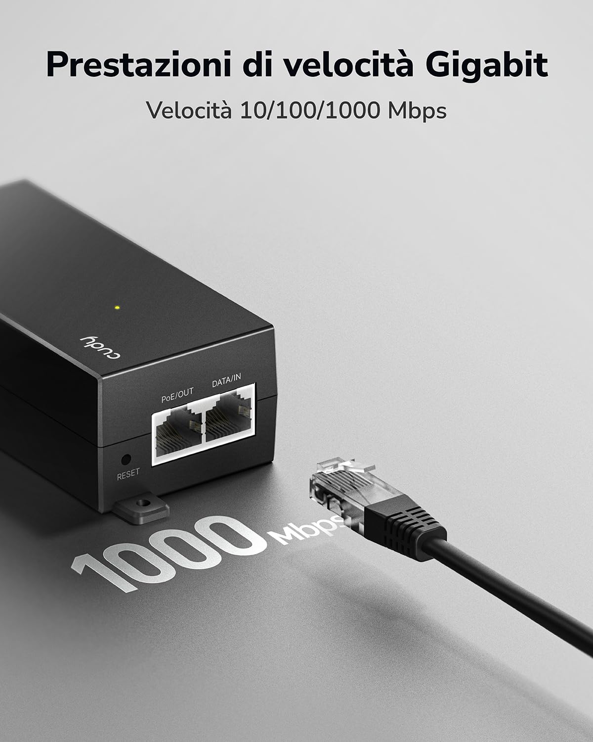 Cudy, POE200 30W Gigabit PoE+, iniettore PoE, uscita 48V-54V/30W, 10/100/1000 Mbit/s RJ-45, IEEE 802.3af / 802.3at, adattatore PoE | Portata 100m, IEEE 802.3af, 100-240V AC Ingresso, Auto-Sensing Dual RJ45 Ports, Plug & Play, IP Cam, Telefono VoIP, Wi-Fi