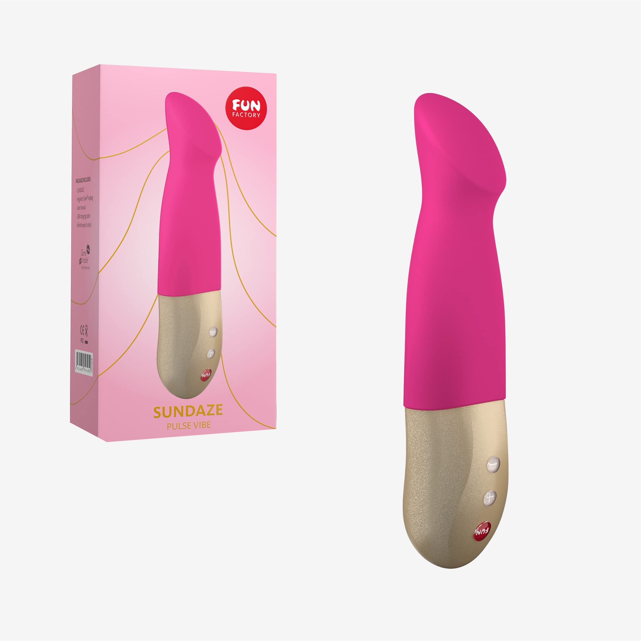 FUN FACTORY SUNDAZE | 4 en 1 Vibrador que pulsa | aleta | palpita y vibra | Masajeador para Mujer | 15 Modos de Vibración | Silicona médica (Rosa)